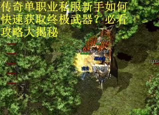 传奇单职业私服新手如何快速获取终极武器？必看攻略大揭秘